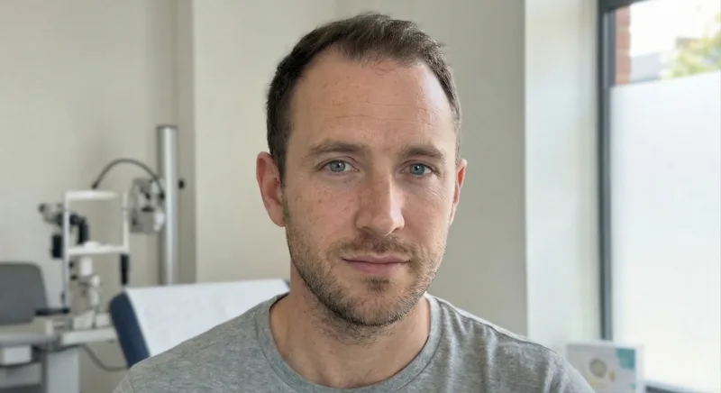 James, 32, before FUE hair transplant