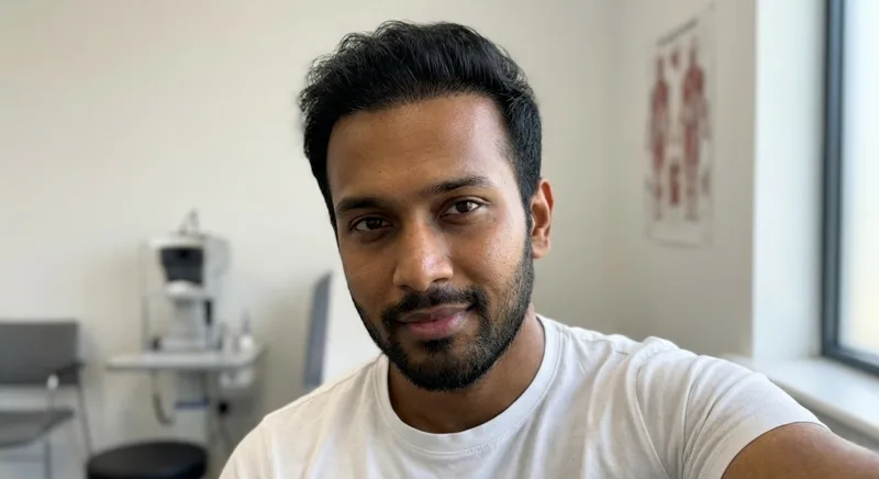 Arjun, 29, six months after FUE hair transplant